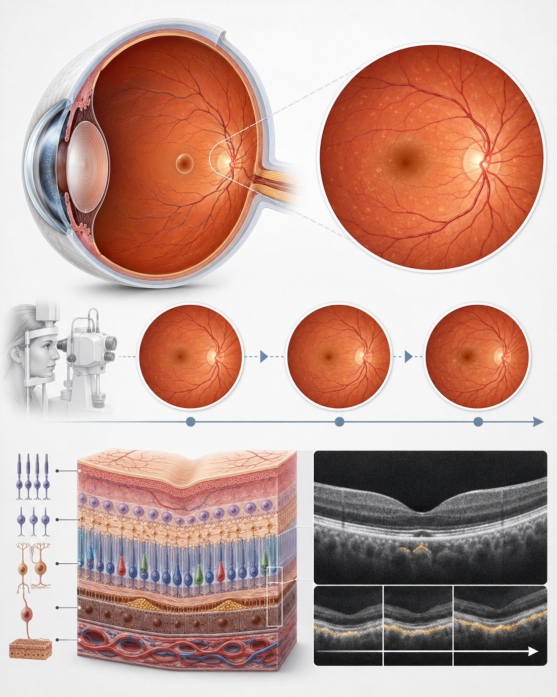 Ilustração sobre acompanhamento preventivo da retina