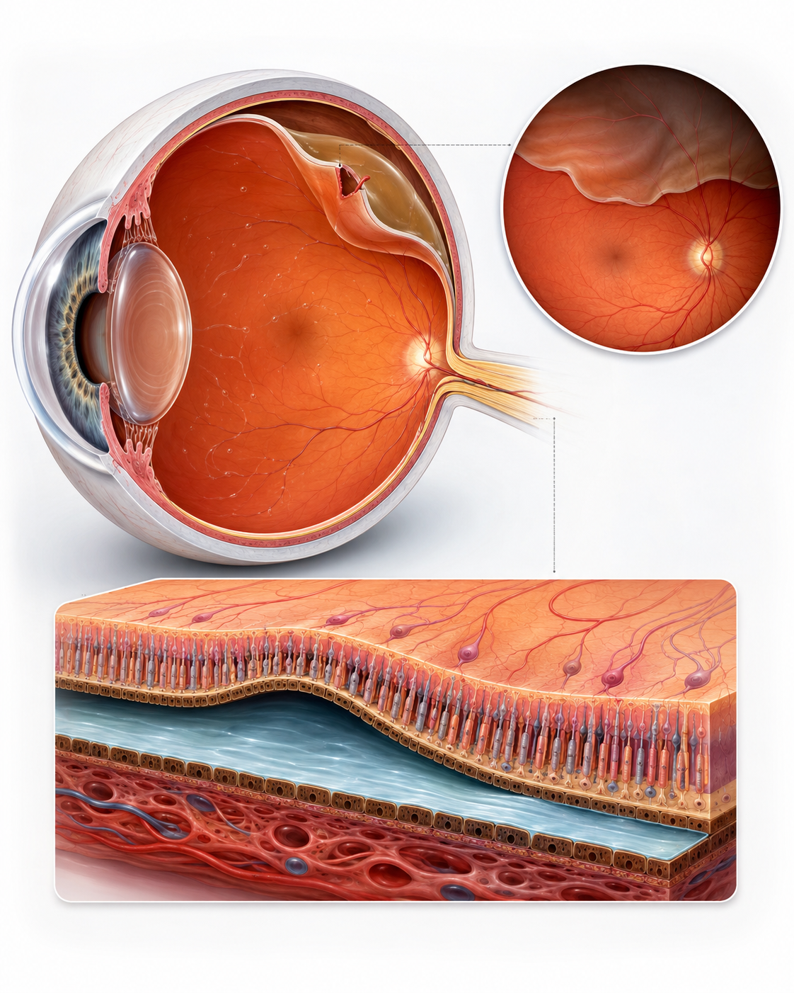 Ilustração sobre descolamento de retina