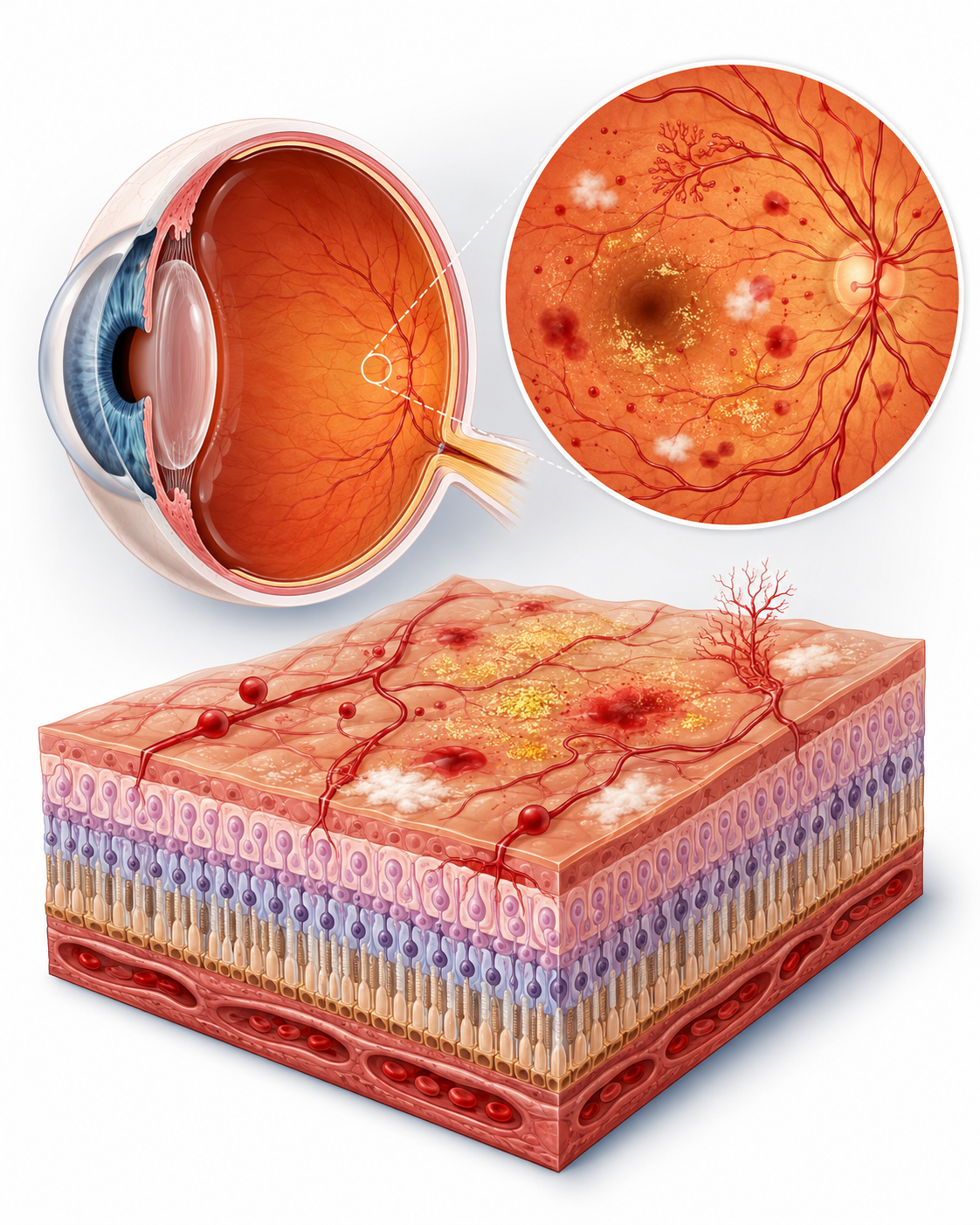 Ilustração sobre retinopatia diabética